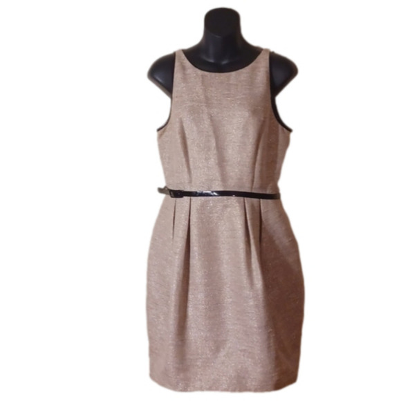 Anne Klein gold dress. No size tag, see measurements.  Great used condition. - Picture 1 of 16